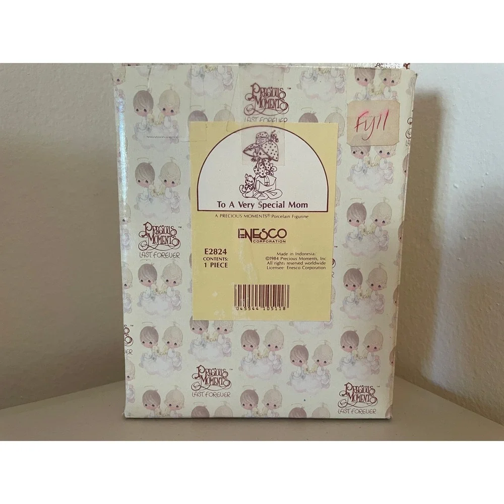 Precious Moments To A Very Special Mom Figurine E2824 Girl with Kitten 1984 Box - Picture 3 of 11